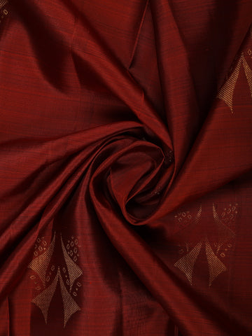 Brick Red Woven Zari Border Silk Saree - Diadem