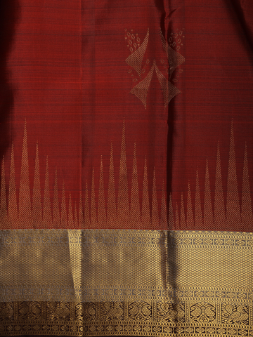 Brick Red Woven Zari Border Silk Saree - Diadem