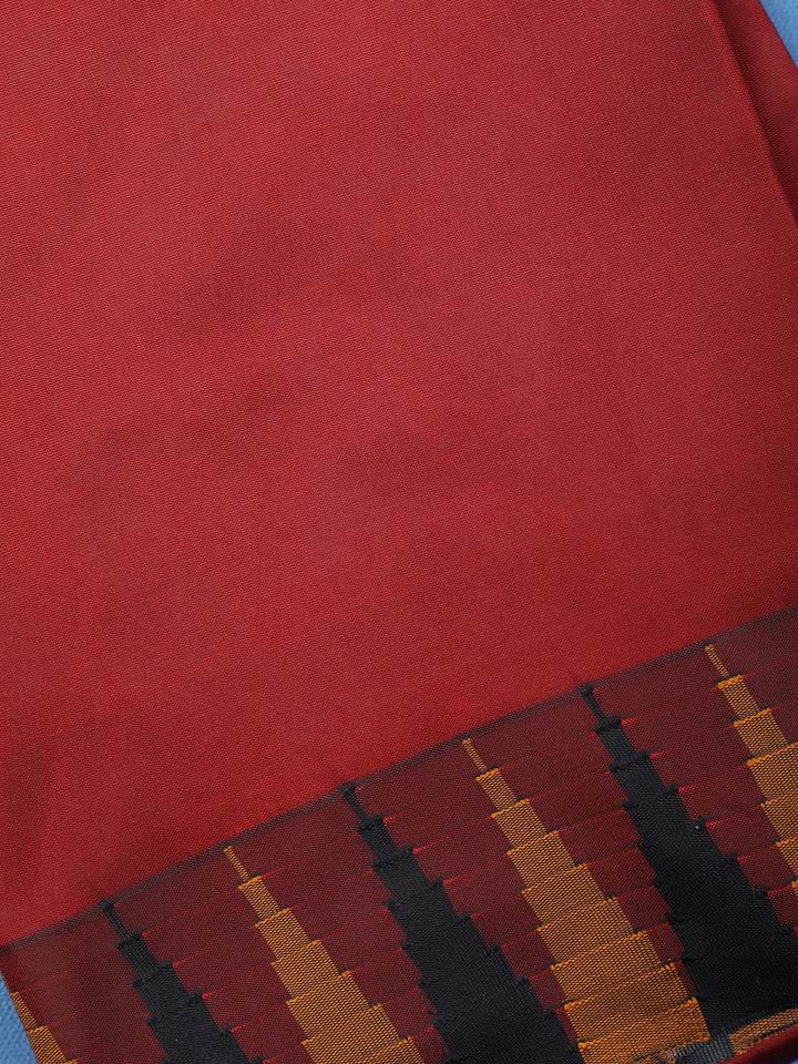 Brick Red Zig-Zag Design Border Soft Silk Saree - Diadem