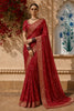 Bridal Red Print Woven Zari Border Bandhani Saree