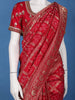 Bridal Red Print Woven Zari Border Bandhani Saree - Diadem