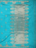 Bright Aqua Turquoise Blue Floral Butta Zari Woven Design Pure Banarasi Saree with Floral Zari Border