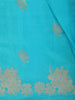 Bright Aqua Turquoise Blue Floral Butta Zari Woven Design Pure Banarasi Saree with Floral Zari Border