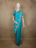 Bright Aqua Turquoise Blue Floral Butta Zari Woven Design Pure Banarasi Saree with Floral Zari Border