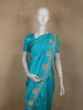 Bright Aqua Turquoise Blue Floral Butta Zari Woven Design Pure Banarasi Saree with Floral Zari Border