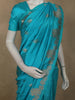 Bright Aqua Turquoise Blue Floral Butta Zari Woven Design Pure Banarasi Saree with Floral Zari Border
