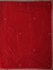 Bright Cherry Red Floral Sequins and Beads Embroidered Design Organza Party Wear Saree with Scalloped Border