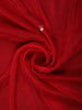 Bright Cherry Red Floral Sequins and Beads Embroidered Design Organza Party Wear Saree with Scalloped Border
