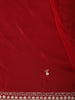 Bright Cherry Red Floral Sequins and Beads Embroidered Design Organza Party Wear Saree with Scalloped Border