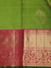 Bright Leaf Green Traditional Butta Woven Design Pure Kanchipuram Silk Saree with Contrast  Zari Border