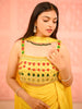 Bright Lemon Yellow Heavy Beads and Mirror Embroidered Design Holographic Lehenga With Choker Dupatta