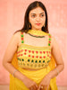 Bright Lemon Yellow Heavy Beads and Mirror Embroidered Design Holographic Lehenga With Choker Dupatta