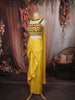 Bright Lemon Yellow Heavy Beads and Mirror Embroidered Design Holographic Lehenga With Choker Dupatta