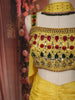 Bright Lemon Yellow Heavy Beads and Mirror Embroidered Design Holographic Lehenga With Choker Dupatta