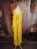 Bright Lemon Yellow Heavy Beads and Mirror Embroidered Design Holographic Lehenga With Choker Dupatta