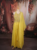 Bright Lemon Yellow Heavy Beads and Mirror Embroidered Design Organza Festive Wear Palazzo Suit with Matching Dupatta