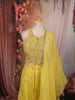 Bright Lemon Yellow Heavy Beads and Mirror Embroidered Design Organza Festive Wear Palazzo Suit with Matching Dupatta