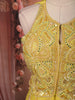 Bright Lemon Yellow Heavy Beads and Mirror Embroidered Design Organza Festive Wear Palazzo Suit with Matching Dupatta