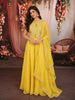 Bright Lemon Yellow Heavy Beads and Mirror Embroidered Design Organza Festive Wear Palazzo Suit with Matching Dupatta
