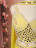 Bright Lemon Yellow Heavy Beads and Mirror Embroidered Design Organza Haldi Wear Palazzo Suit with Matching Choker Dupatta