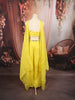 Bright Lemon Yellow Heavy Beads and Mirror Embroidered Design Organza Haldi Wear Palazzo Suit with Matching Choker Dupatta