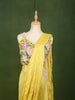 Bright Lemon Yellow Multicolor Floral Sequins and Thread Embroidered Design Crepe Fancy Wear Palazzo Suit  with Matching Draped Dupatta