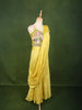 Bright Lemon Yellow Multicolor Floral Sequins and Thread Embroidered Design Crepe Fancy Wear Palazzo Suit  with Matching Draped Dupatta