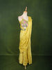 Bright Lemon Yellow Multicolor Floral Sequins and Thread Embroidered Design Crepe Fancy Wear Palazzo Suit  with Matching Draped Dupatta