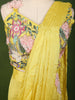 Bright Lemon Yellow Multicolor Floral Sequins and Thread Embroidered Design Crepe Fancy Wear Palazzo Suit  with Matching Draped Dupatta