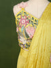 Bright Lemon Yellow Multicolor Floral Sequins and Thread Embroidered Design Crepe Fancy Wear Palazzo Suit  with Matching Draped Dupatta