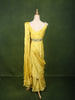 Bright Lemon Yellow Multicolor Floral Sequins and Thread Embroidered Design Crepe Fancy Wear Palazzo Suit  with Matching Draped Dupatta