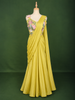 Bright Lemon Yellow Multicolor Floral Sequins and Thread Embroidered Design Crepe Fancy Wear Palazzo Suit  with Matching Draped Dupatta