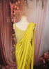 Bright Lemon Yellow Solid Design Chiffon Ready To Wear Saree With Matching Designer Blouse