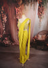 Bright Lemon Yellow Solid Design Chiffon Ready To Wear Saree With Matching Designer Blouse