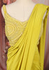 Bright Lemon Yellow Solid Design Chiffon Ready To Wear Saree With Matching Designer Blouse
