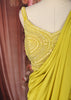 Bright Lemon Yellow Solid Design Chiffon Ready To Wear Saree With Matching Designer Blouse