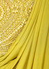 Bright Lemon Yellow Solid Design Chiffon Ready To Wear Saree With Matching Designer Blouse