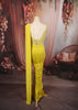 Bright Lemon Yellow Solid Design Chiffon Ready To Wear Saree With Matching Designer Blouse