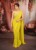 Bright Lemon Yellow Solid Design Chiffon Ready To Wear Saree With Matching Designer Blouse