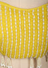 Bright Lemon Yellow Vertical Striped Beads Embroidered Design Organza Haldi Lehenga with Matching Dupatta
