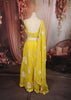 Bright Lemon Yellow Vertical Striped Beads Embroidered Design Organza Haldi Lehenga with Matching Dupatta