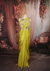 Bright Lime Green Abstract Beads Embroidered Design Organza Ready to Wear Draped Saree with Matching Designer Blouse