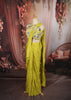Bright Lime Green Abstract Beads Embroidered Design Organza Ready to Wear Draped Saree with Matching Designer Blouse
