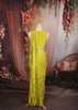 Bright Lime Green Abstract Beads Embroidered Design Organza Ready to Wear Draped Saree with Matching Designer Blouse