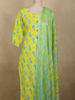 Bright Lime Yellow Floral Butta Printed Design Cotton Straight Cut Salwar Suit with Dupatta