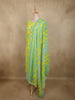 Bright Lime Yellow Floral Butta Printed Design Cotton Straight Cut Salwar Suit with Dupatta