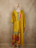 Bright Marigold Yellow Floral Zari Embroidered Design Crepe Salwar Suit with Dupatta