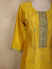 Bright Marigold Yellow Floral Zari Embroidered Design Crepe Salwar Suit with Dupatta