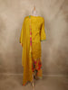 Bright Marigold Yellow Floral Zari Embroidered Design Crepe Salwar Suit with Dupatta