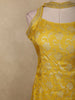 Bright Marigold Yellow Floral Zari Woven Design Banarasi Silk Palazzo Suit with Choker Dupatta